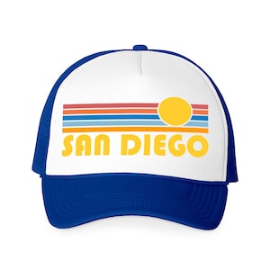 San Diego Hat, Retro Sunrise Foam San Diego, California Trucker Cap - Personalization Available