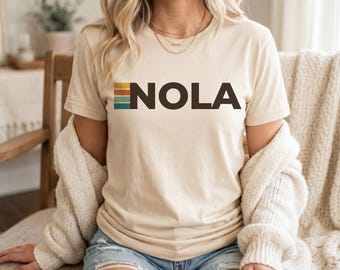 New Orleans Louisiana T-Shirt - Retro NOLA City Stripes, Unisex Graphic Tee