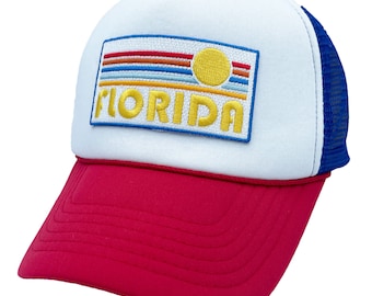 Florida Trucker Hat, Retro Sun Snapback Florida Hat  / Adult Hat