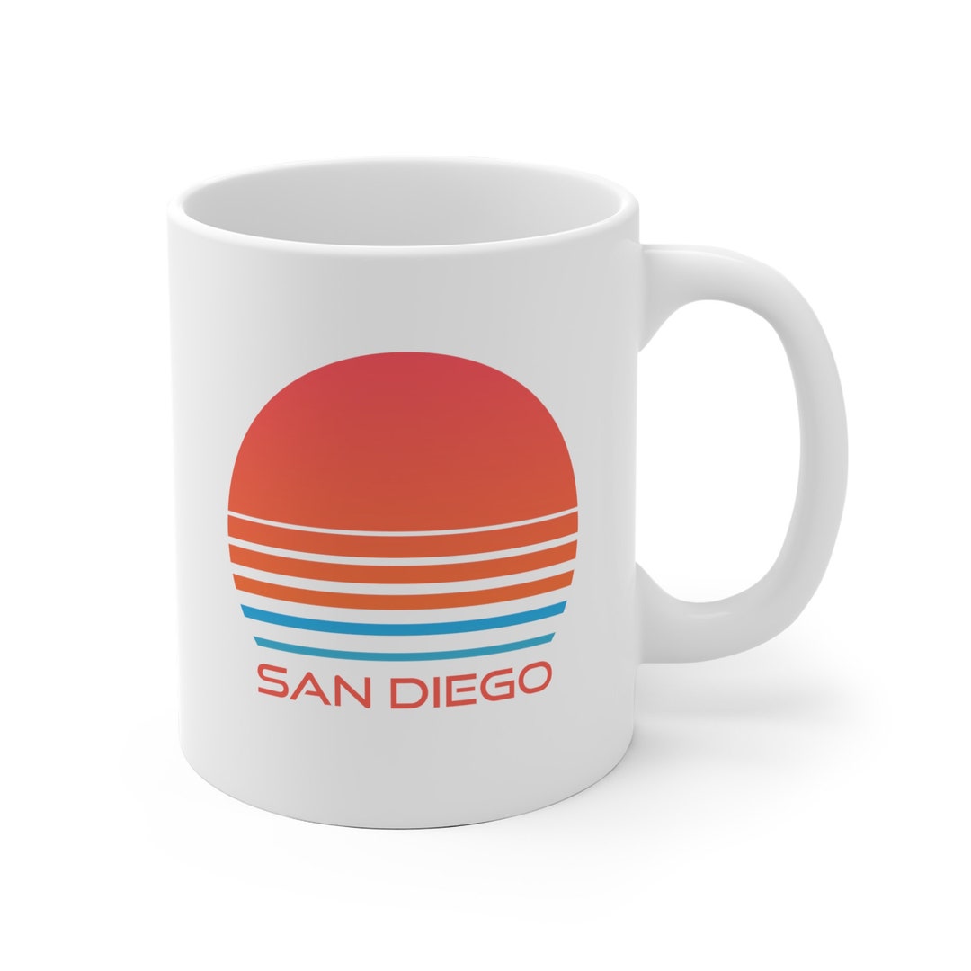 San Diego California Mug Retro 80s Ceramic San Diego Mug Etsy