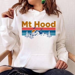 Mt Hood Hoodie, Retro Mountain Sun Unisex Mt Hood Hoodie Sweatshirt - Personalization Available