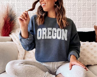 Oregon Sweatshirt - Unisex Graphic Crewneck, Collegiate Style