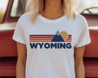 Retro Wyoming T-shirt, Mountain Tee, Vintage Wyoming Unisex Jersey Shirt, Outdoor Hiking Apparel