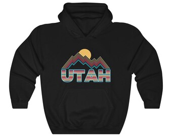 Utah Hoodie, Adult Unisex Retro Mountain Utah Sweatshirt