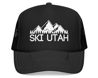Ski Utah Trucker Hat, Retro Sunset Foam Snapback, Ski Utah Gift, Vintage Mesh Back Cap, Road Trip Hat