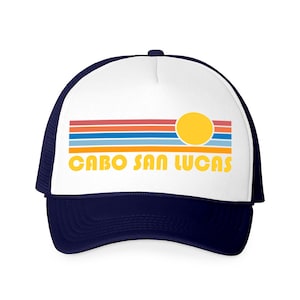 Cabo San Lucas Hat, Retro Sunrise Foam Cabo San Lucas, Mexico Trucker Cap - Personalization Available
