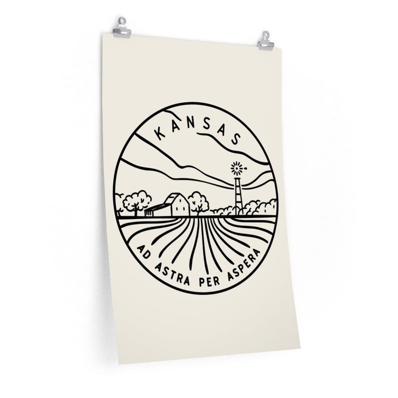 Kansas Poster State Design Kansas Print / Picture / Hand Etsy