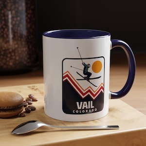 Vail, Colorado Retro Skiing Mug: Mountain Lodge Decor Coffee Cup