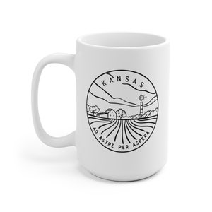 Kansas Mug, State Design Ceramic Kansas Mug (11oz & 15oz)
