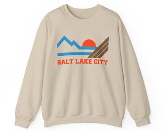 Salt Lake City Utah Sweatshirt, Retro Mountain Unisex Graphic Crewneck, Salt Lake City Gift, Vintage Style, Vacation Gift