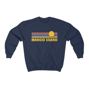 Marco Island, Florida Sweatshirt, Retro Sunrise Unisex Marco Island Sweatshirt - Personalization Available