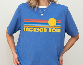 Jackson Hole Wyoming T-Shirt: Retro Sunset Unisex Tee