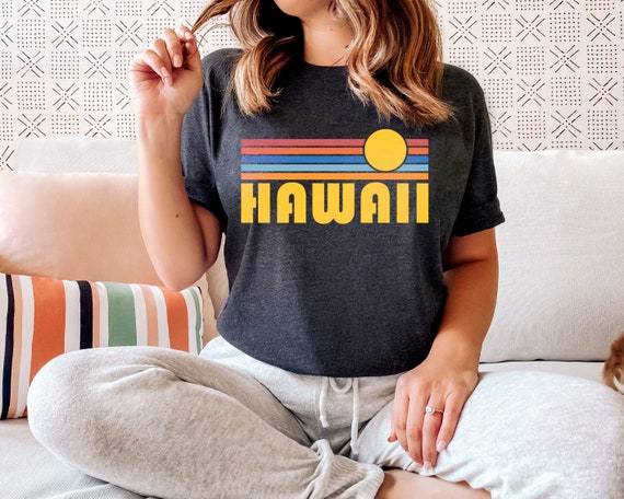 Hawaii T-shirt Retro Sunset, Adult Unisex Hawaii T Shirt Hawaii T-shirt Retro Sunset, Adult Unisex Hawaii T Shirt