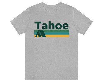 Camiseta retro de camping del lago Tahoe: Camiseta unisex de California