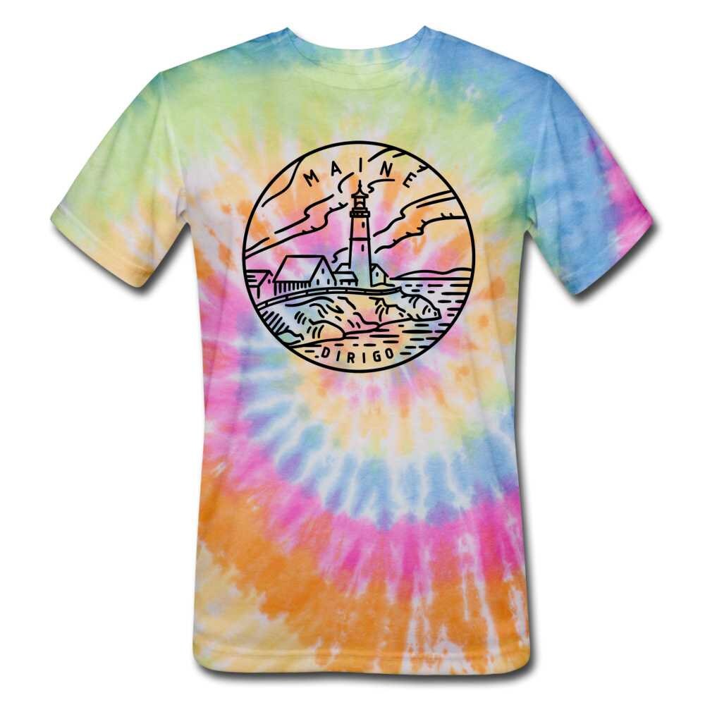 Maine TieDye TShirt State Design Maine Unsex T Shirt Etsy