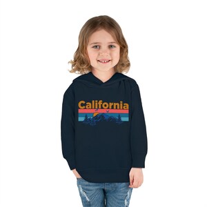 California Toddler Hoodie, Retro Mountain Sun Unisex California Toddler Sweatshirt - Personalization Available