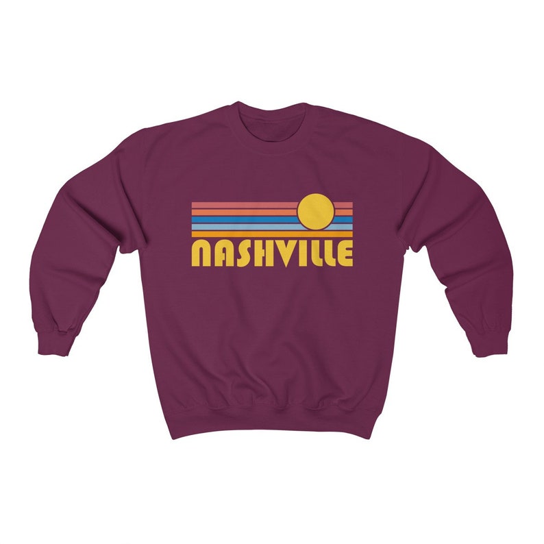 Nashville Tennessee Crewneck Sweatshirt Retro Sunrise | Etsy