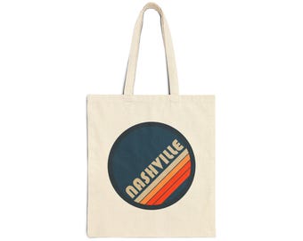 Nashville Tennessee Canvas Tote Bag, Retro Vintage Reusable Shopping Bag, Nashville Gift, Vintage Style, Vacation Gift