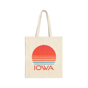 Borsa tote in tela di cotone Iowa (15" x 16") - Retro anni '80 - Personalizzazione disponibile