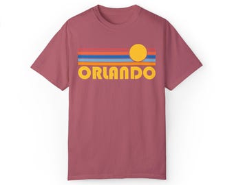 Maglietta grafica Orlando, Florida, 100% cotone, colori comfort, maglietta unisex retrò Orlando