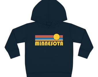 Minnesota Toddler Hoodie, Retro Sunrise Unisex Minnesota Toddler Sweatshirt