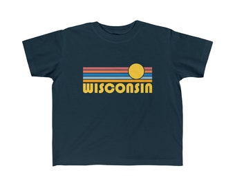 Wisconsin Toddler Shirt, Retro Sunrise Wisconsin Kid's T-Shirt