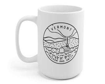 Vermont Mug: State Pride Ceramic Coffee Cup (Personalization Available)