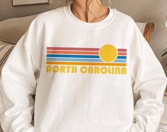 Retro Sunset North Carolina Sweatshirt: Unisex Crewneck