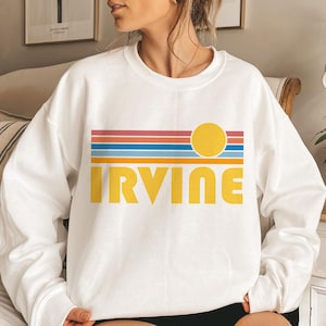 Irvine, California Crewneck Sweatshirt - Retro Sunrise Unisex Irvine Sweatshirt - Personalization Available