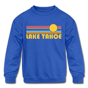 Lake Tahoe, California Youth Sweatshirt, Retro Sunrise Youth Lake Tahoe Sweatshirt - Personalization Available