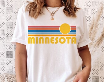Minnesota T-Shirt, Retro Sunset Unisex Minnesota Shirt - Personalization Available