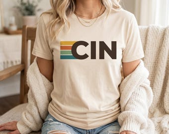 Cincinnati Ohio T-Shirt - Retro CIN City Stripes, Unisex Graphic Tee