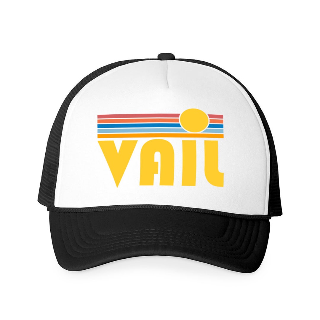 Vail Hat Retro Sunrise Foam Vail Colorado Trucker Cap Etsy