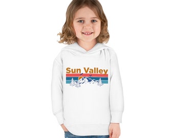 Sun Valley Toddler Hoodie, Retro Mountain Sun Unisex Sun Valley Toddler Sweatshirt