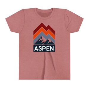Aspen, Colorado Youth Shirt - Retro Mountain Aspen Kid&#39;s T-Shirt - Personalization Available