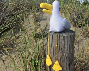 Jouet mignon doux de mouette, décor nautique de pépinière de peluche, jouet farci de créature de mer