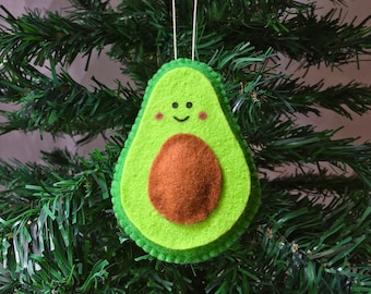 Cute Green Avocado 2023 Christmas Tree Ornament, 2024 Expecting Avocado Ornament, Handmade Felt Avocado Christmas Stocking Stuffer