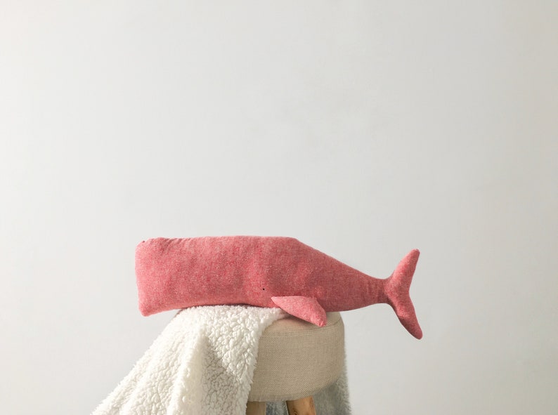 Pink Whale Family Stuffed Toy, Set Of Whale Family Toys, Set Of Whale Pillows, Striped Stuffed Whale, Stuffed Animal For Baby image 3