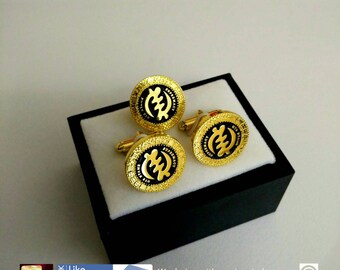 Equatorial Guinea Flag Gold-tone Cufflinks Money Clip Engraved Gift Set
