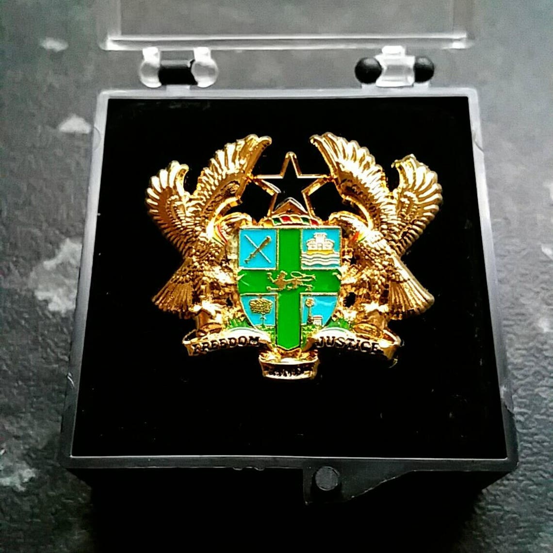 Large Size Ghana Coat of Arms Gold Plated Lapel Pin Brooch Etsy