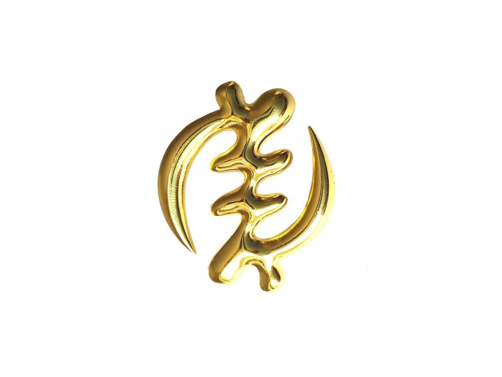 Best Gift for Men & Ladies - GYE NYAME except for God, Fear none Adinkra Heritage Brooch Unisex Jewellery - Wedding, Occasions, Daily use