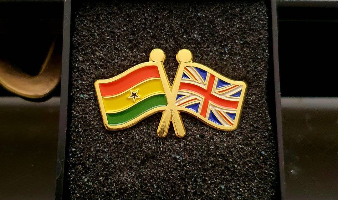 Ghana UK United Kingdom Flag Gold Plated Pins Friendly Nations Flag