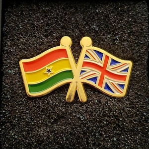Ghana UK United Kingdom Flag Gold Plated Pins - Friendly Nations Flag  Executive Lapel Pin