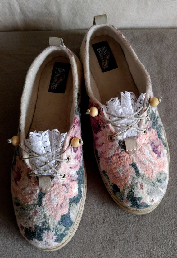 Nuno Felted Cotton Merino Wool Lace Shoes BOHO Eco