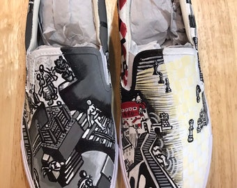 M.C Escher Painted Shoes