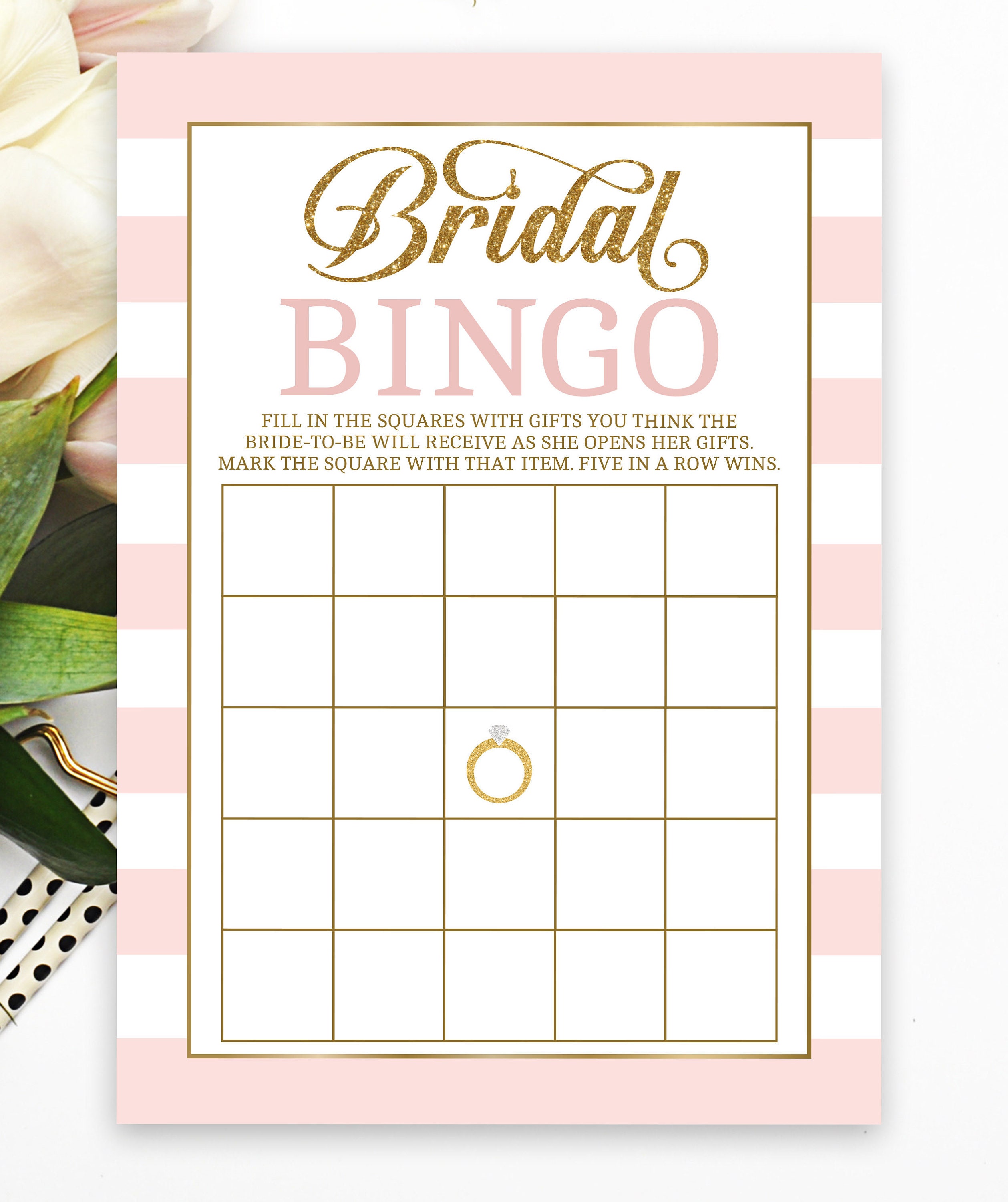 Bridal Shower Bingo Wedding Shower Bingo Blank Bingo Cards Etsy