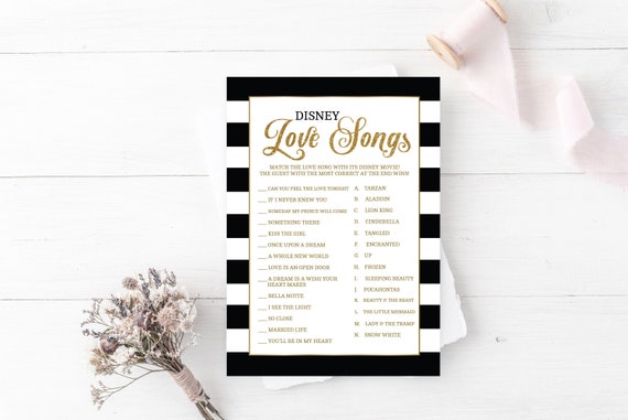 Disney Love Songs Bridal Shower Game Disney Wedding Shower Etsy