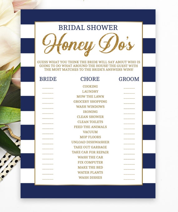 Honey Do Bridal Chore Game Wedding Shower Bridal Shower Etsy
