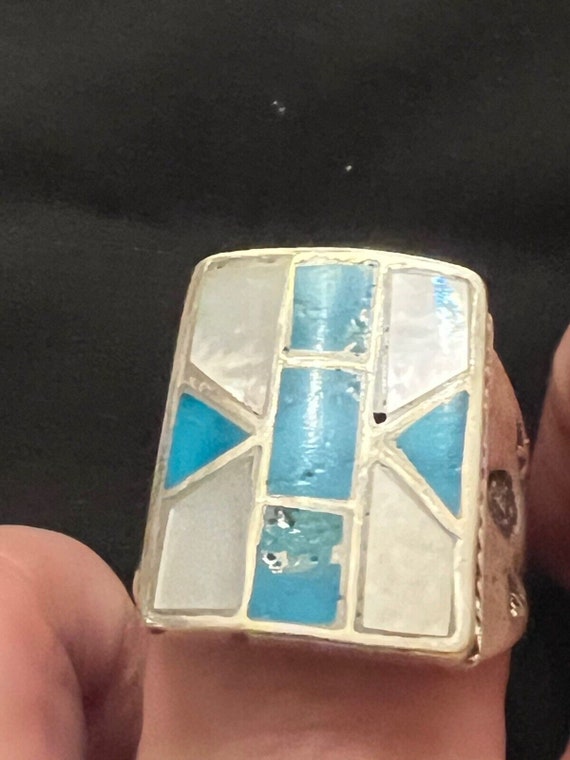 Vintage Men's Turquoise, Mother of Pearl and Silve