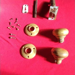 Vintage Chesler Brass Interior Door Lock Set With Hollow Brass Door Knob